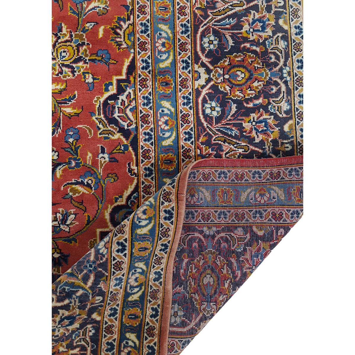 Pacific Kashan 13672 Red Blue Traditional Hand Knotted Rug