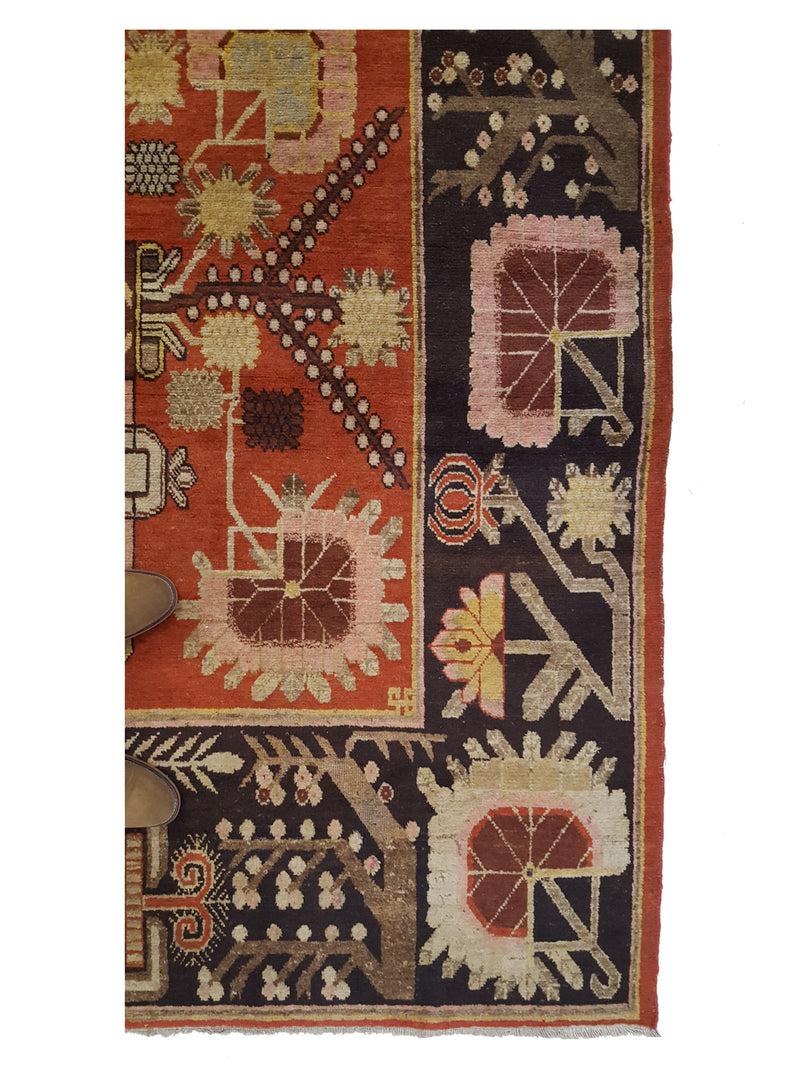 Fasa Antique Samarkand 13677 Rust Brown Traditional Antique Rug