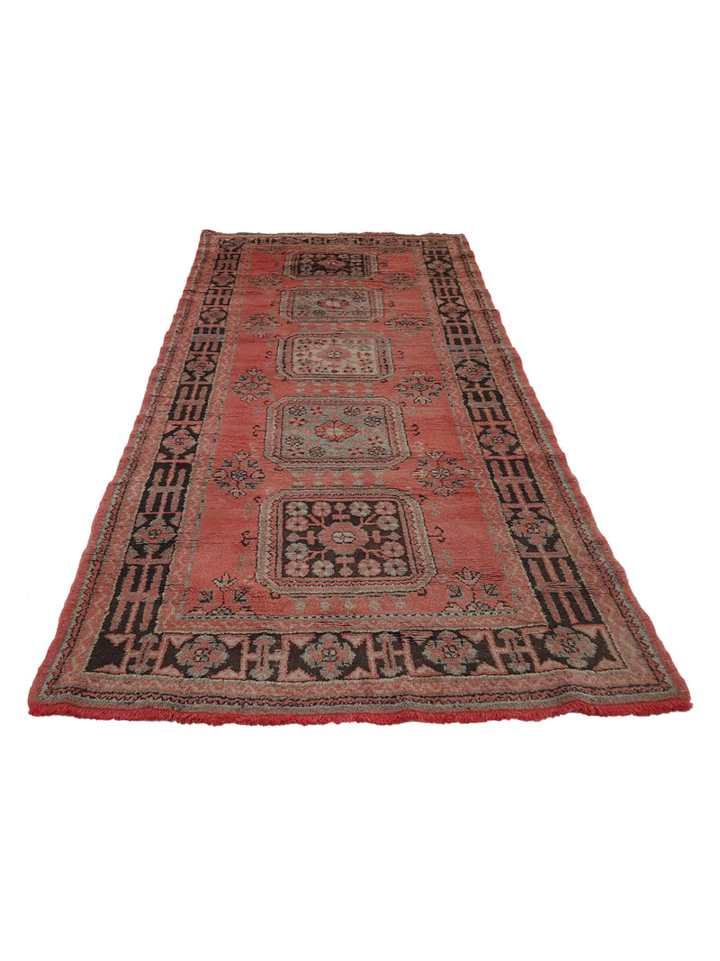 Fasa Antique Ushak 13692 Orange Charcoal Traditional Antique Rug