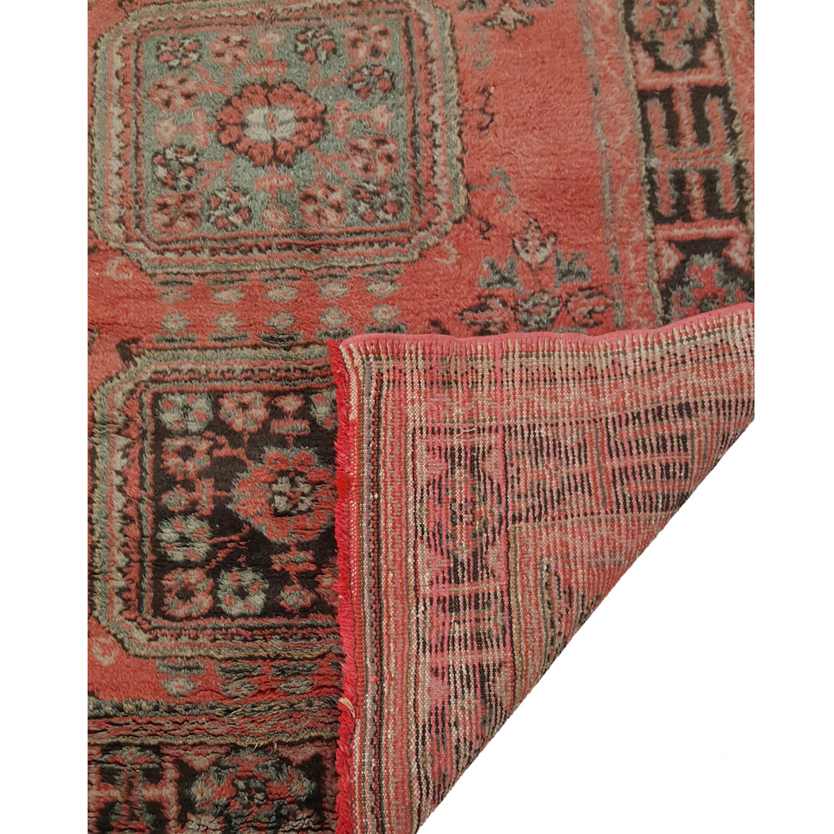Fasa Antique Ushak 13692 Orange Charcoal Traditional Antique Rug