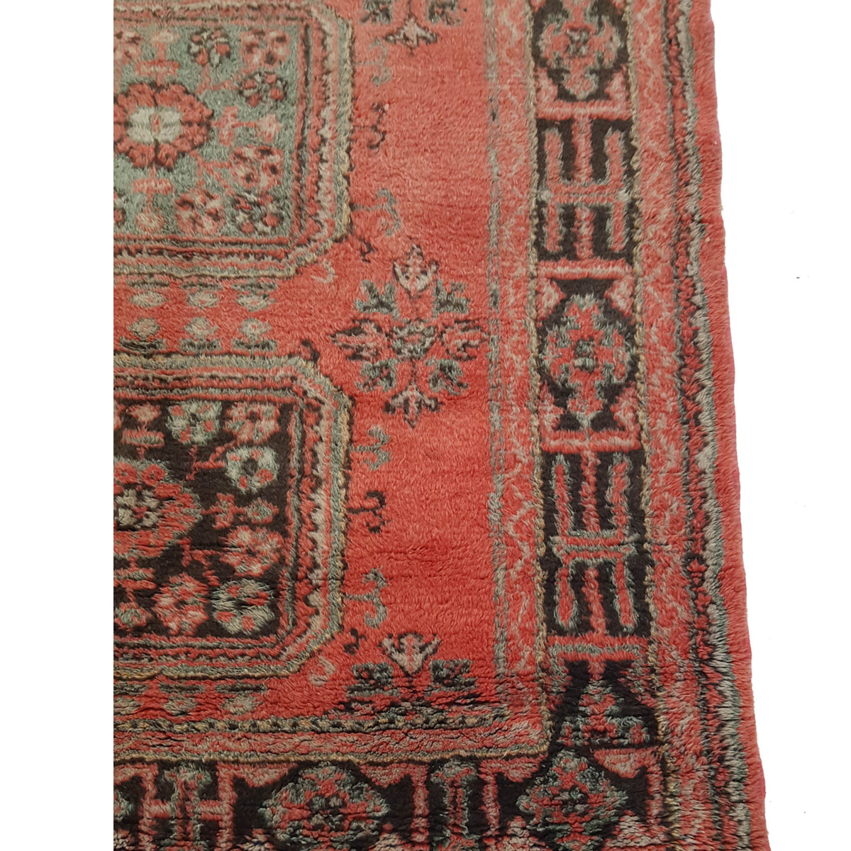 Fasa Antique Ushak 13692 Orange Charcoal Traditional Antique Rug
