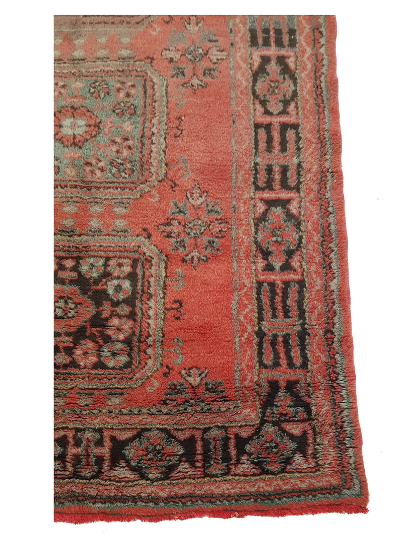 Fasa Antique Ushak 13692 Orange Charcoal Traditional Antique Rug