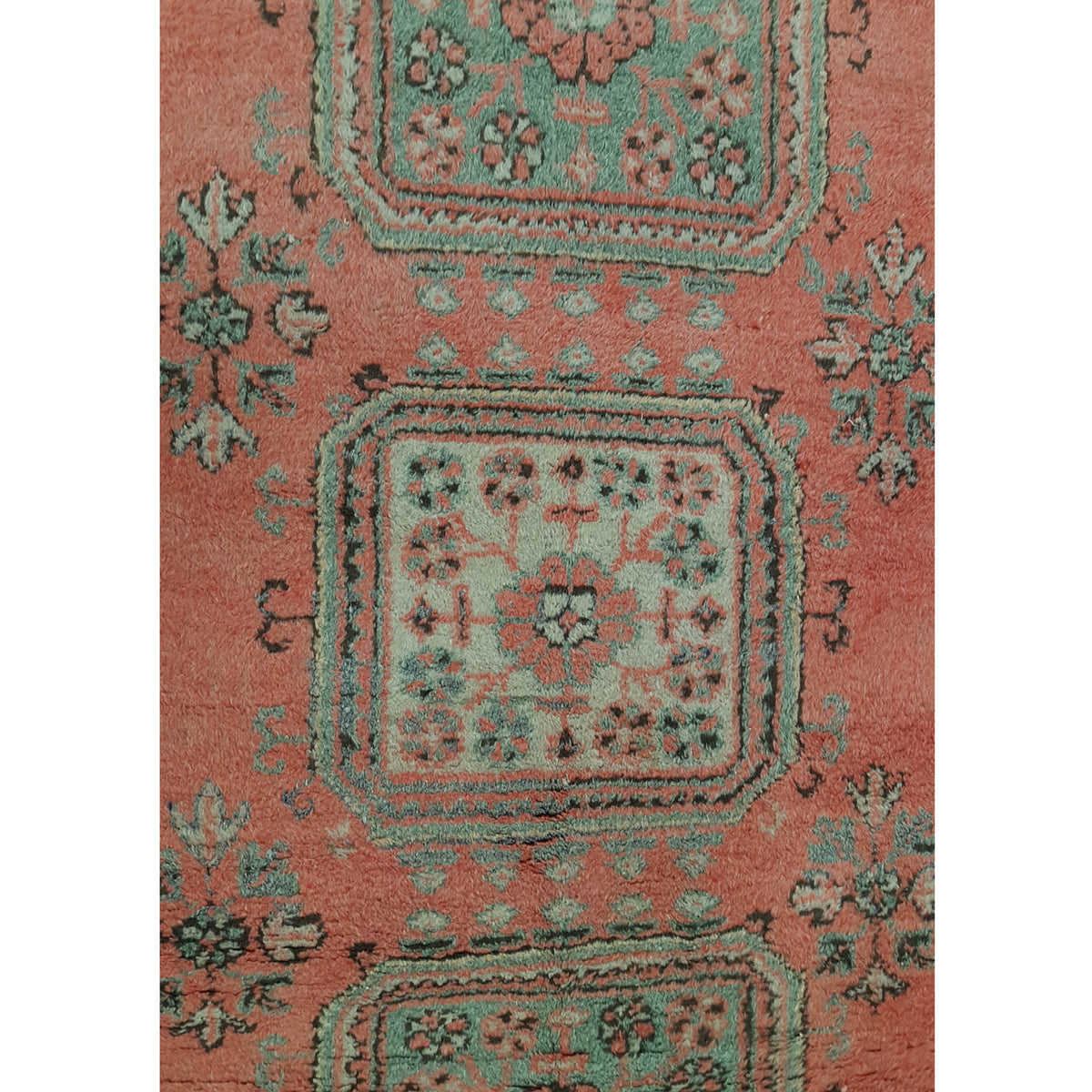 Fasa Antique Ushak 13692 Orange Charcoal Traditional Antique Rug