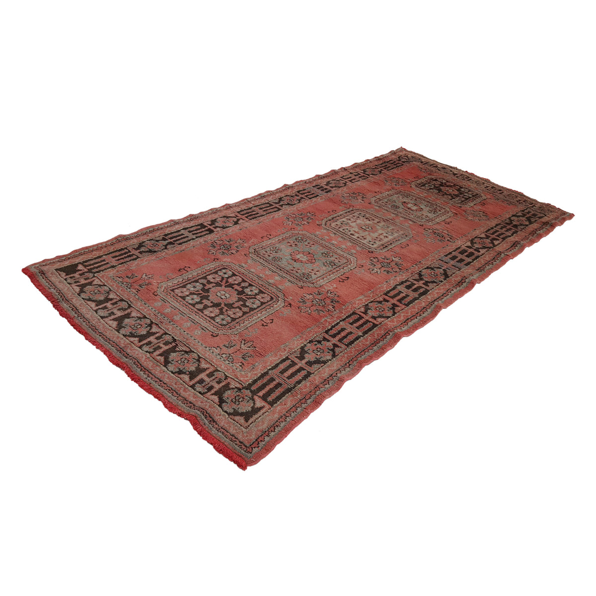 Fasa Antique Ushak 13692 Orange Charcoal Traditional Antique Rug