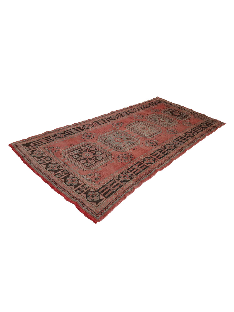 Fasa Antique Ushak 13692 Orange Charcoal Traditional Antique Rug