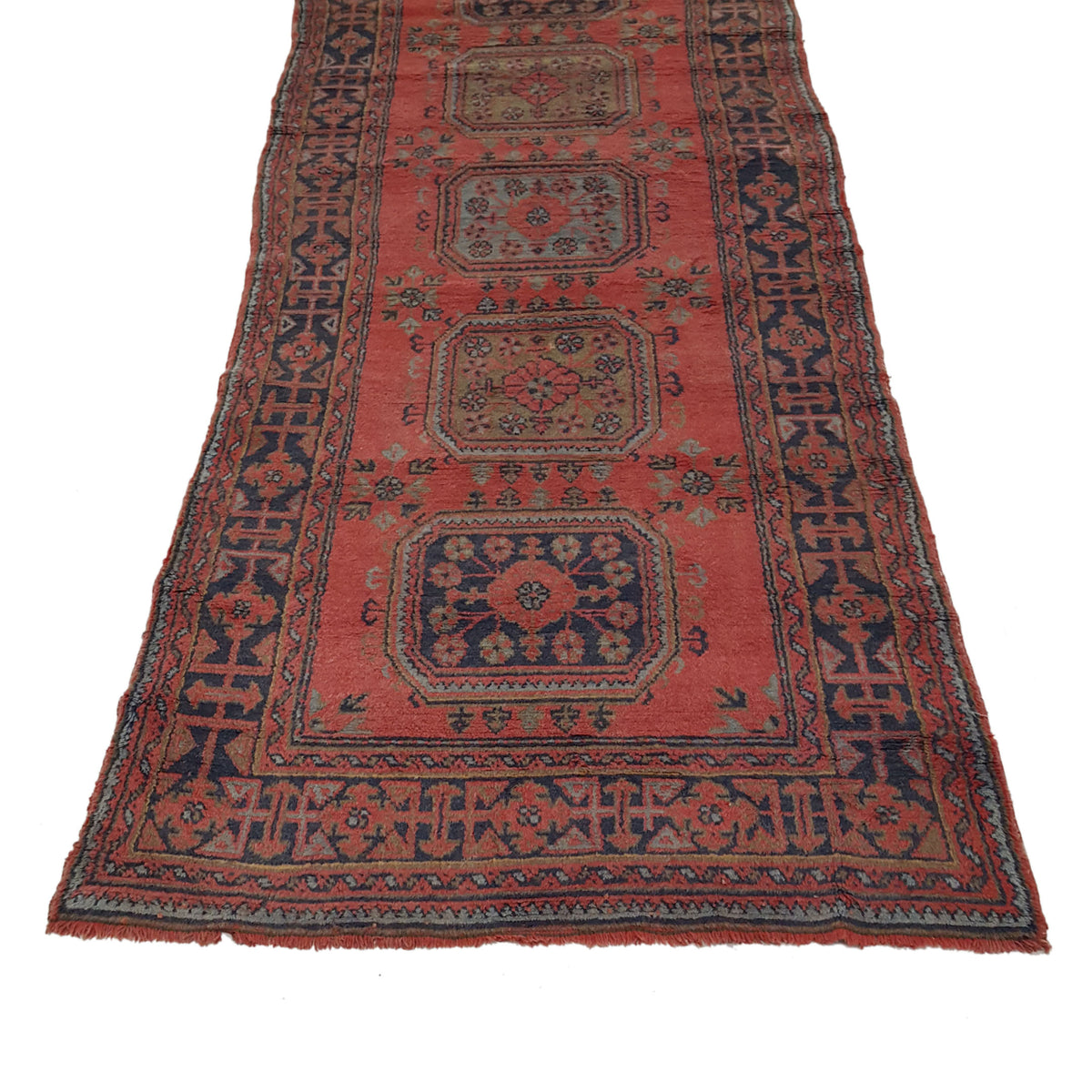 Fasa Antique Ushak 13698 Orange Blue Traditional Antique Rug