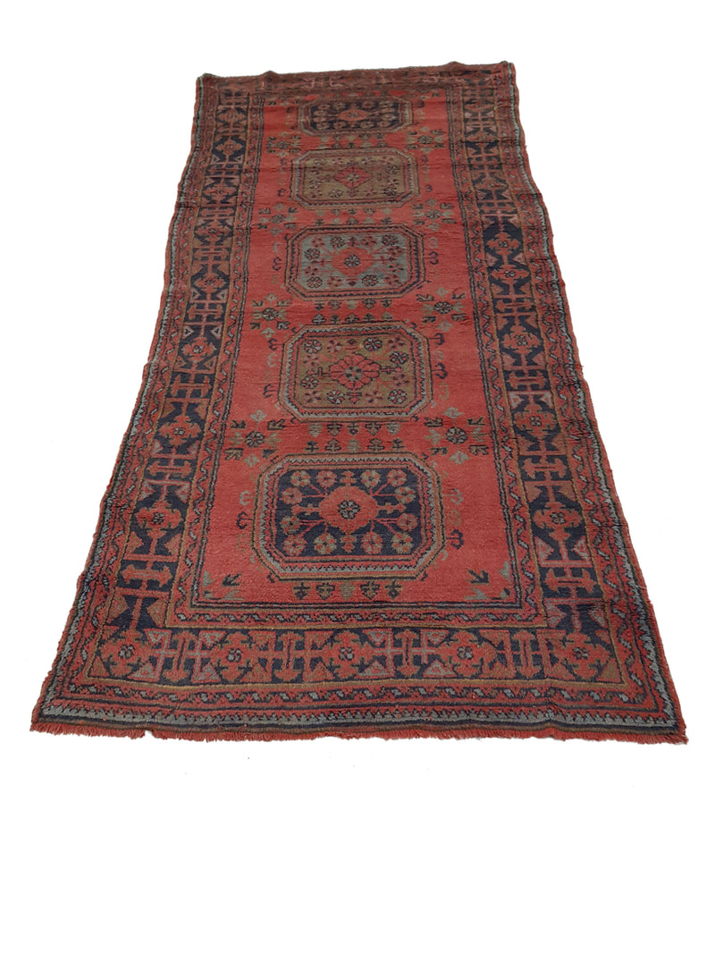 Fasa Antique Ushak 13698 Orange Blue Traditional Antique Rug