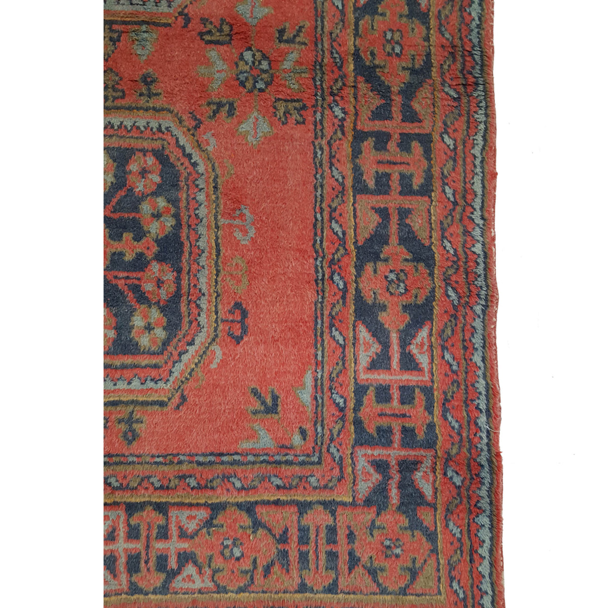 Fasa Antique Ushak 13698 Orange Blue Traditional Antique Rug