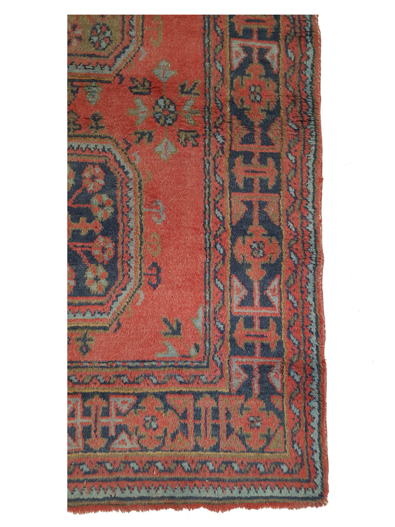Fasa Antique Ushak 13698 Orange Blue Traditional Antique Rug