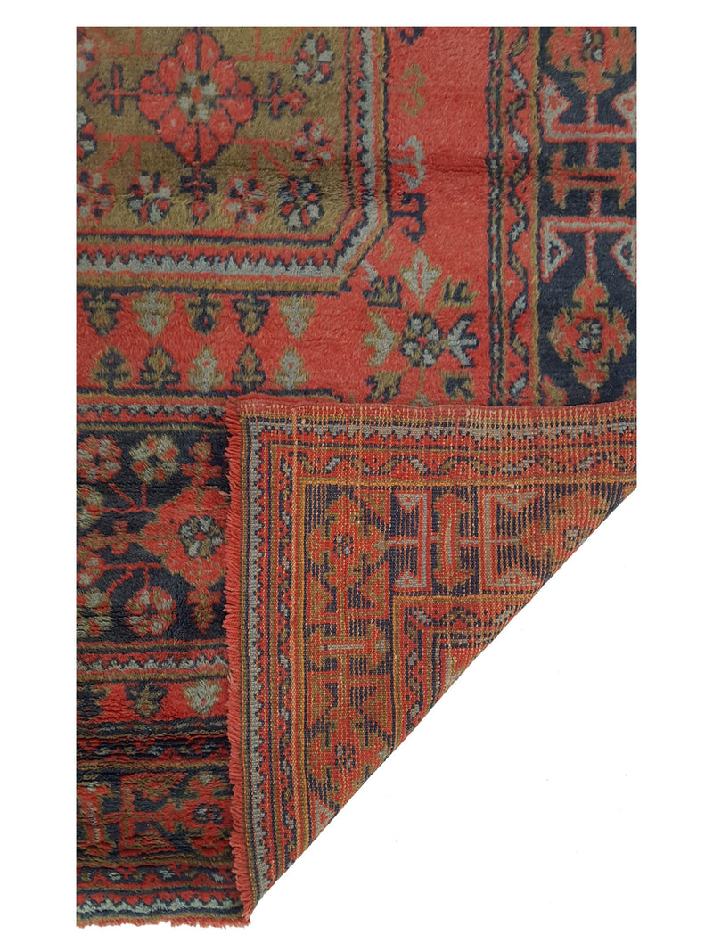Fasa Antique Ushak 13698 Orange Blue Traditional Antique Rug