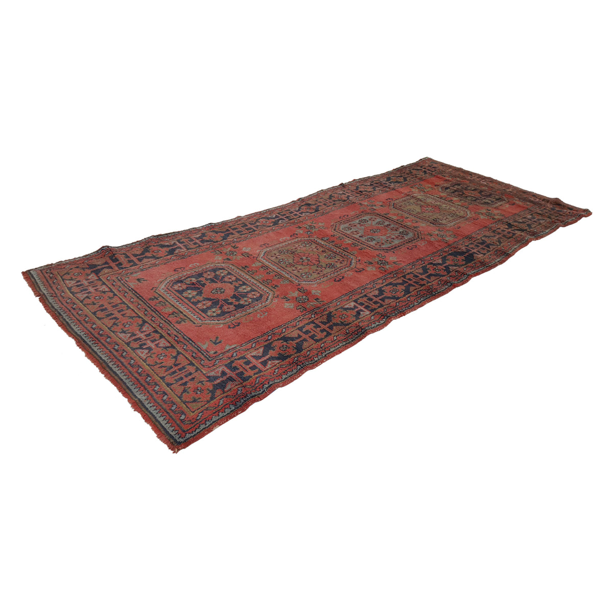 Fasa Antique Ushak 13698 Orange Blue Traditional Antique Rug