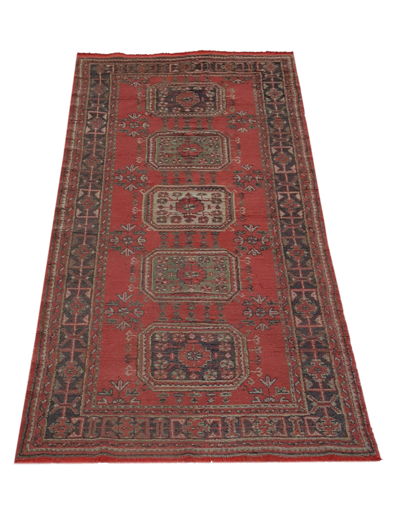 Fasa Antique Ushak 13703 Rust Charcoal Traditional Antique Rug