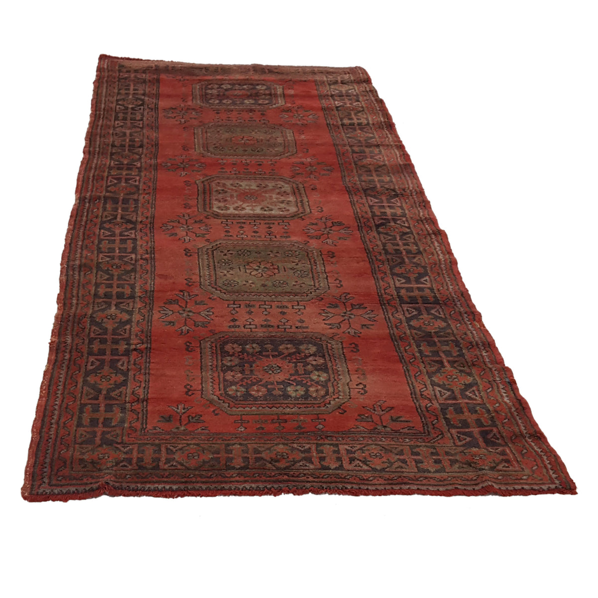 Fasa Antique Ushak 13704 Orange Blue Traditional Antique Rug