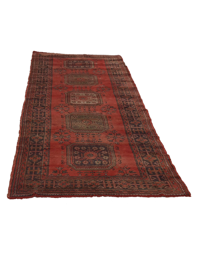 Fasa Antique Ushak 13704 Orange Blue Traditional Antique Rug