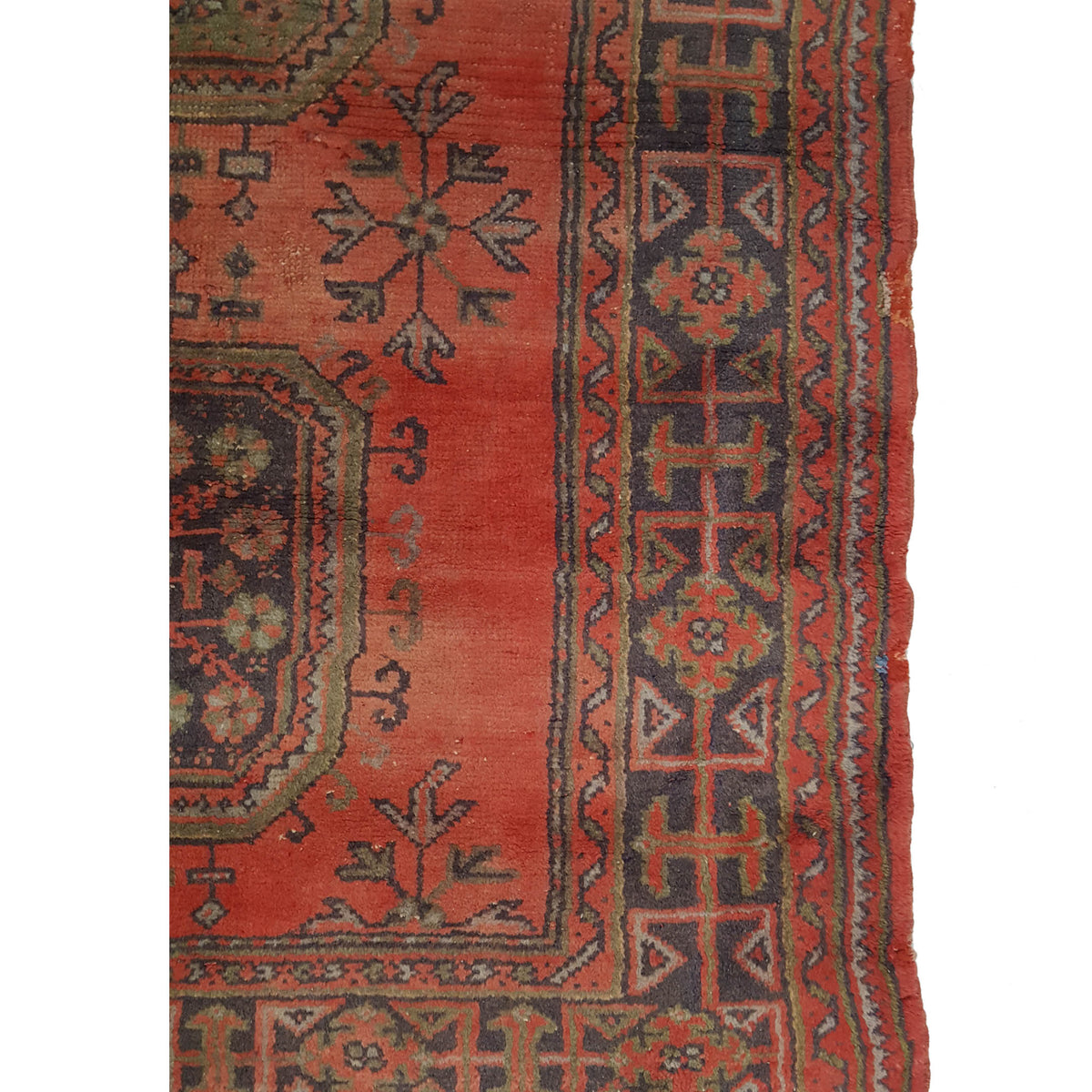 Fasa Antique Ushak 13704 Orange Blue Traditional Antique Rug