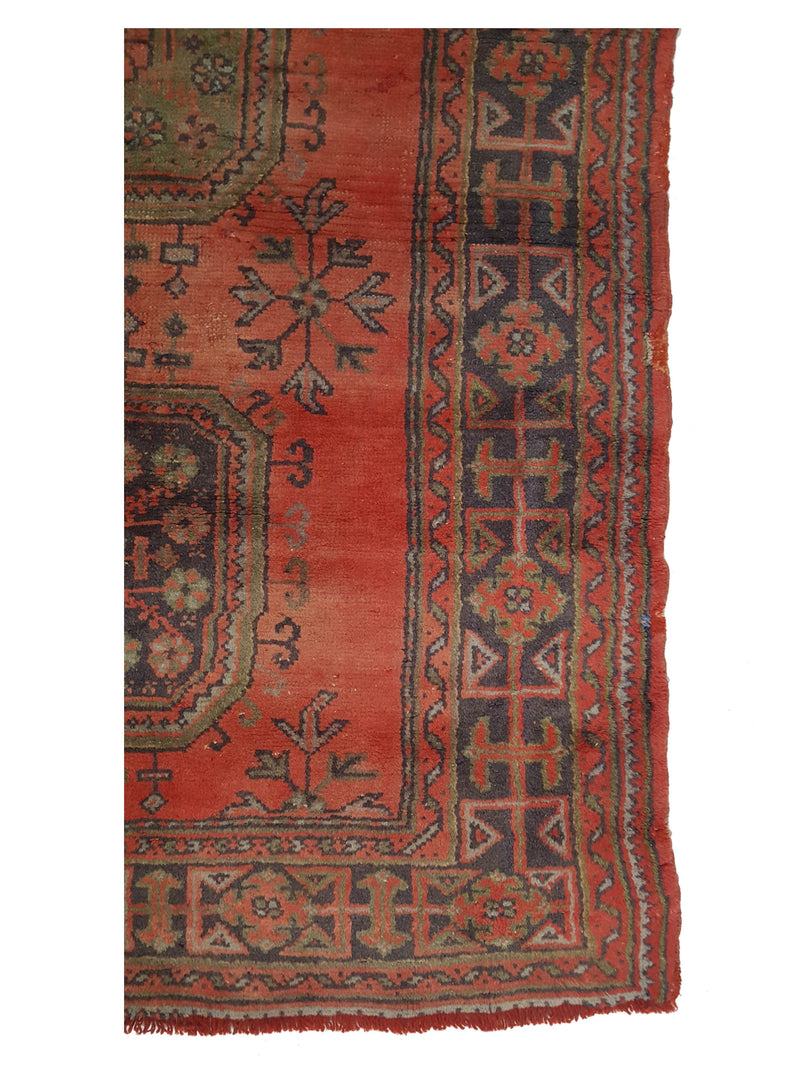Fasa Antique Ushak 13704 Orange Blue Traditional Antique Rug