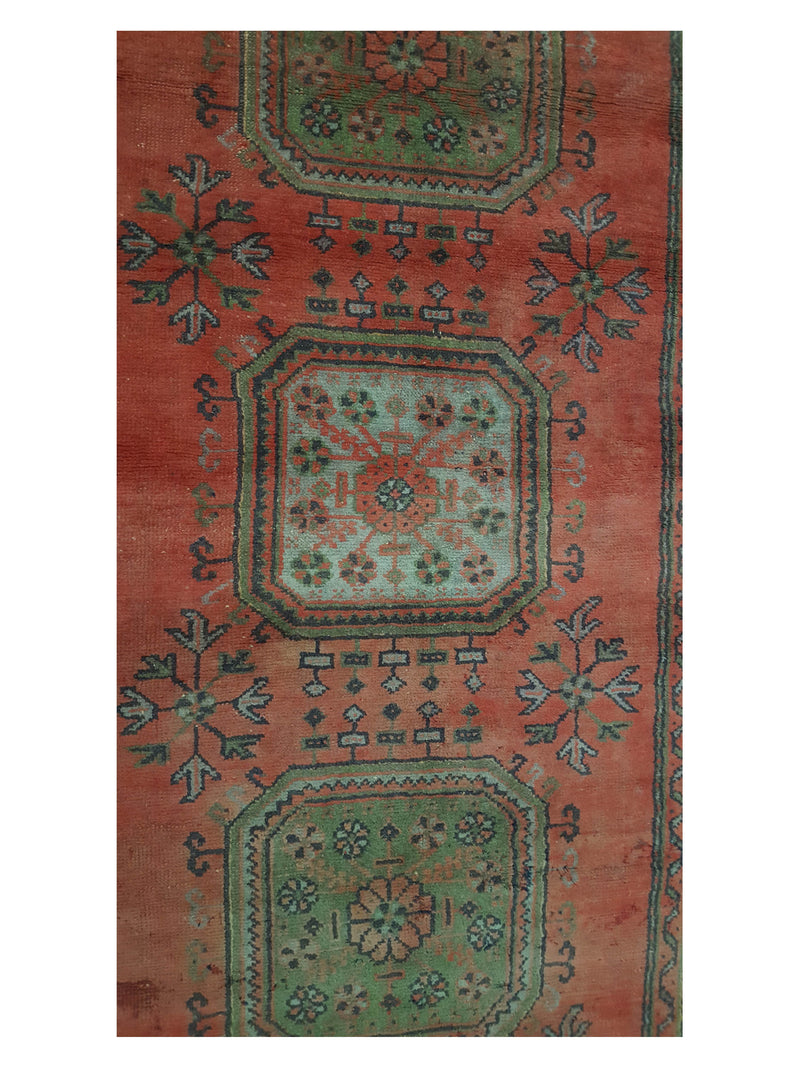 Fasa Antique Ushak 13704 Orange Blue Traditional Antique Rug