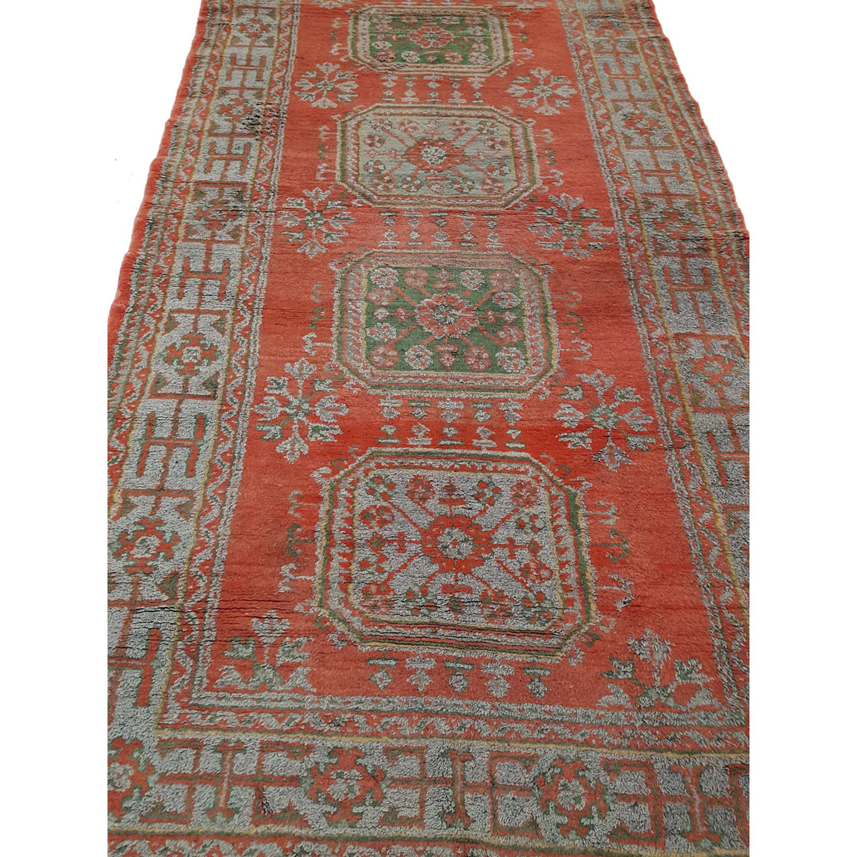 Fasa Antique Ushak 13707 Orange Grey Traditional Antique Rug