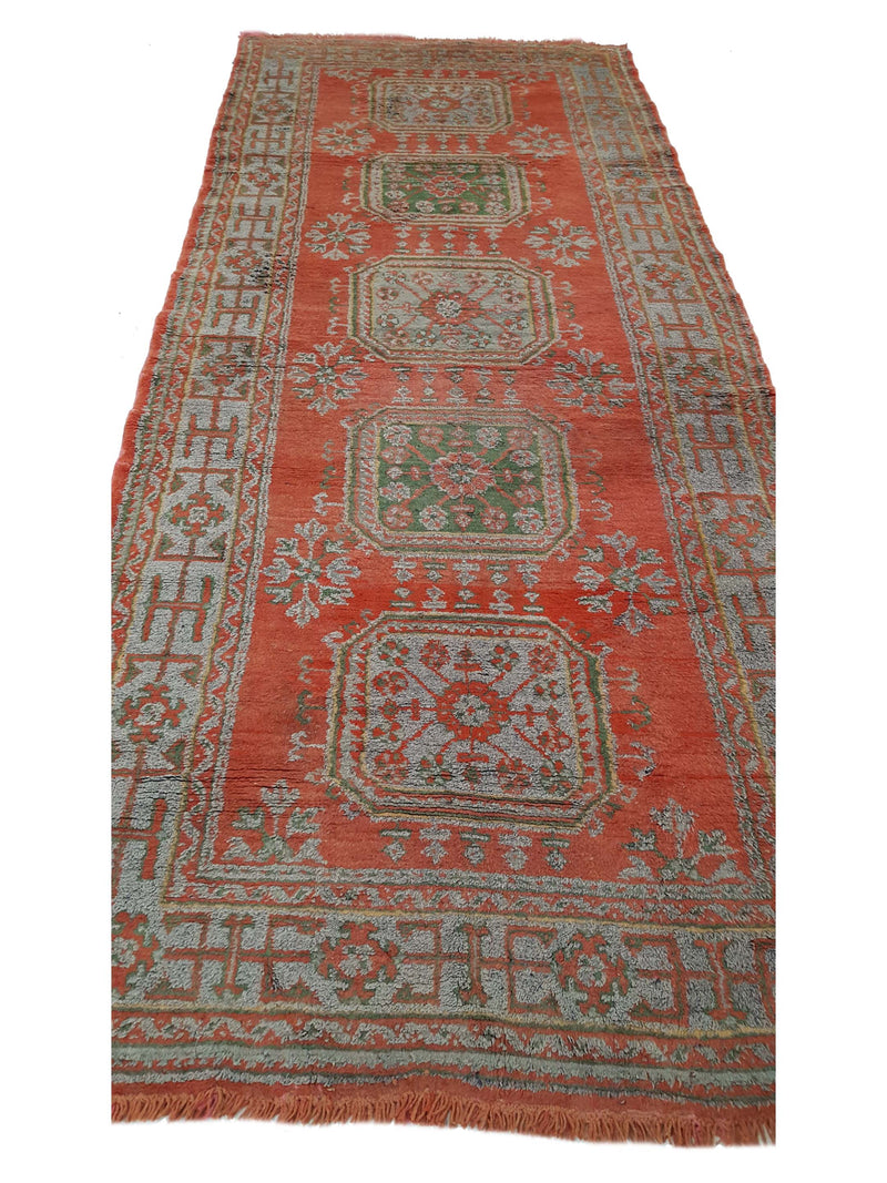 Fasa Antique Ushak 13707 Orange Grey Traditional Antique Rug