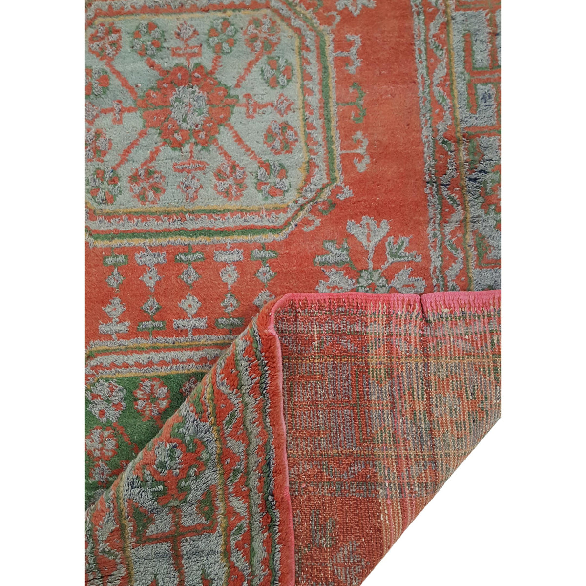 Fasa Antique Ushak 13707 Orange Grey Traditional Antique Rug