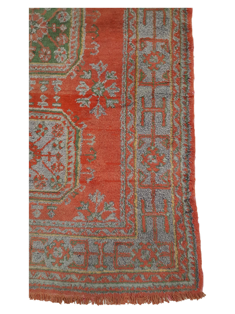Fasa Antique Ushak 13707 Orange Grey Traditional Antique Rug