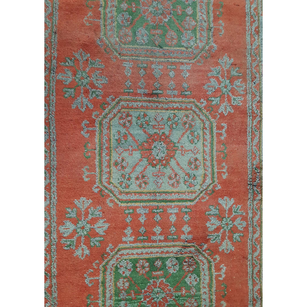 Fasa Antique Ushak 13707 Orange Grey Traditional Antique Rug