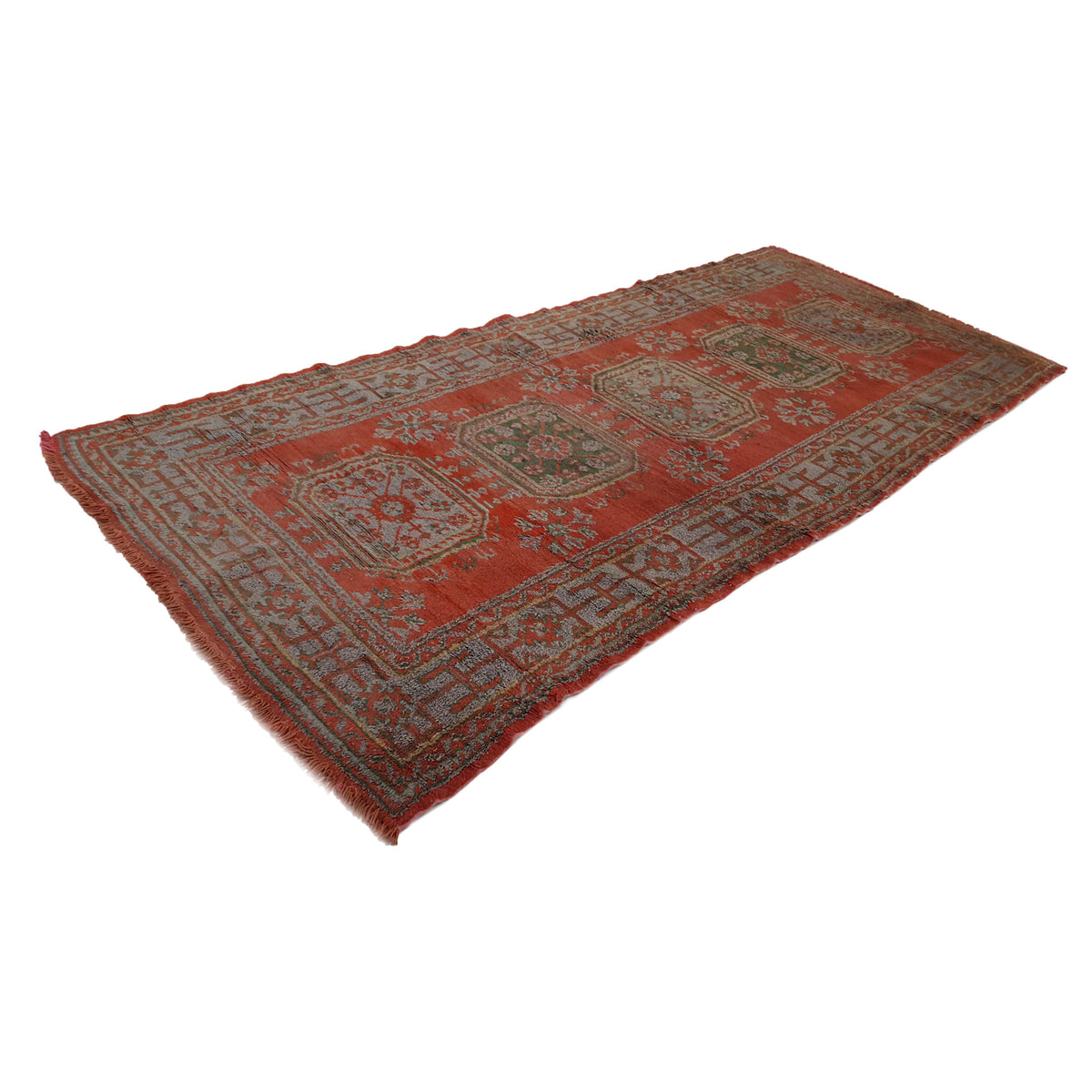 Fasa Antique Ushak 13707 Orange Grey Traditional Antique Rug