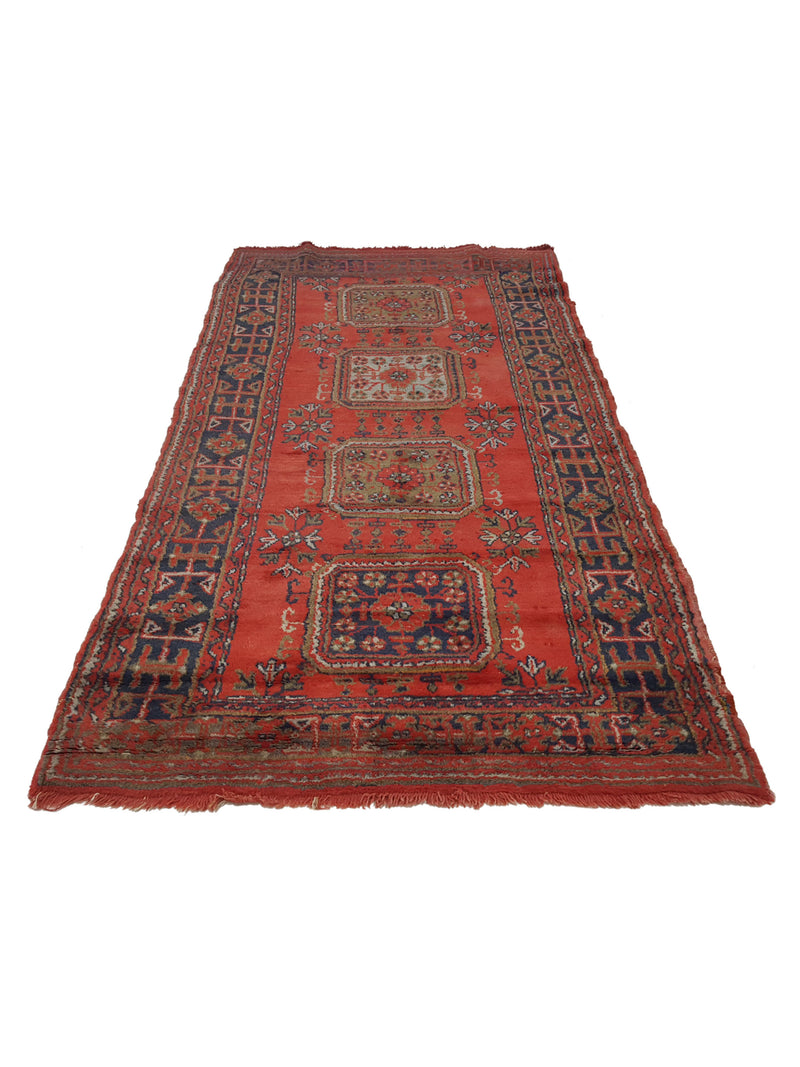 Fasa Antique Ushak 13714 Orange Blue Traditional Antique Rug