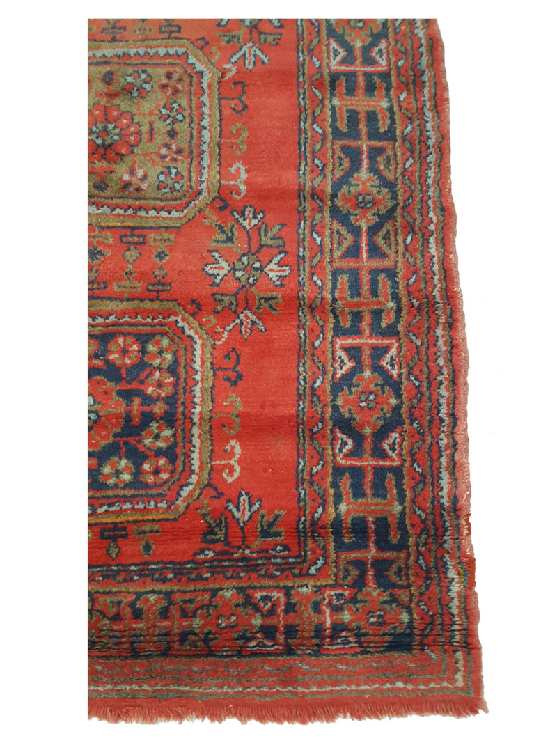 Fasa Antique Ushak 13714 Orange Blue Traditional Antique Rug