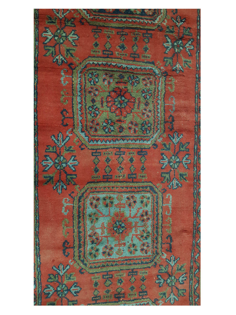 Fasa Antique Ushak 13714 Orange Blue Traditional Antique Rug