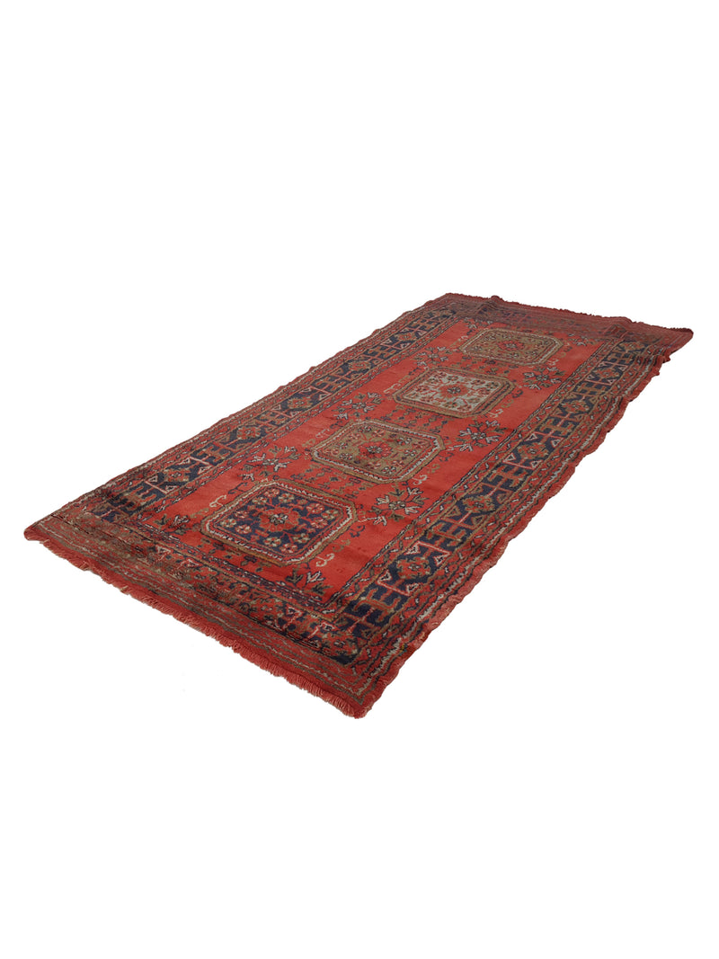 Fasa Antique Ushak 13714 Orange Blue Traditional Antique Rug