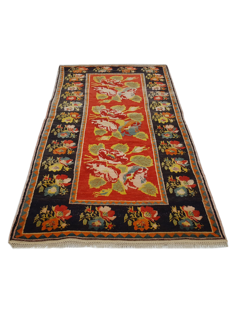 Fasa Antique Karabagh 13717 Red Black Traditional Antique Rug