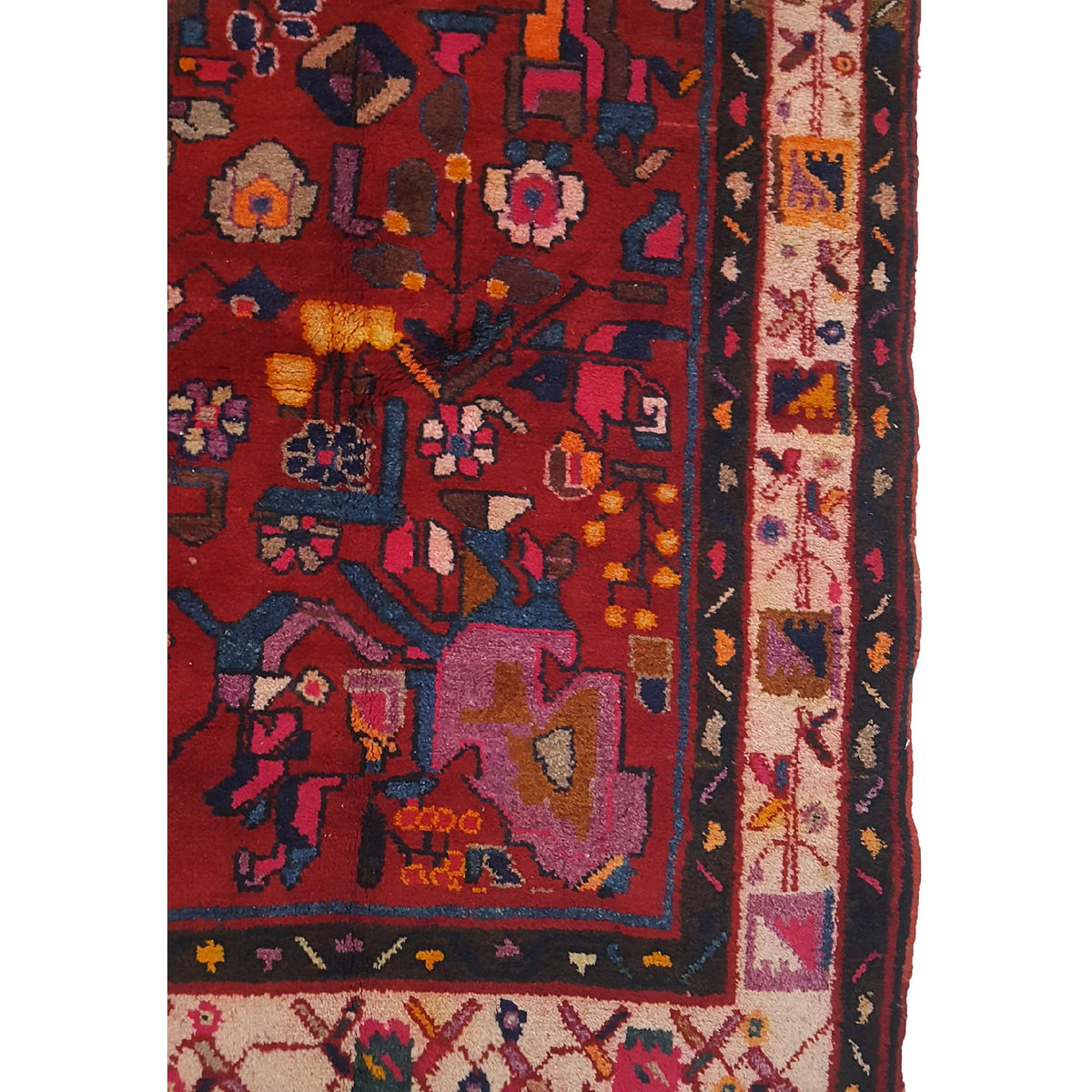 Pacific Hamadan 13734 Red Orange Traditional Hand Knotted Rug