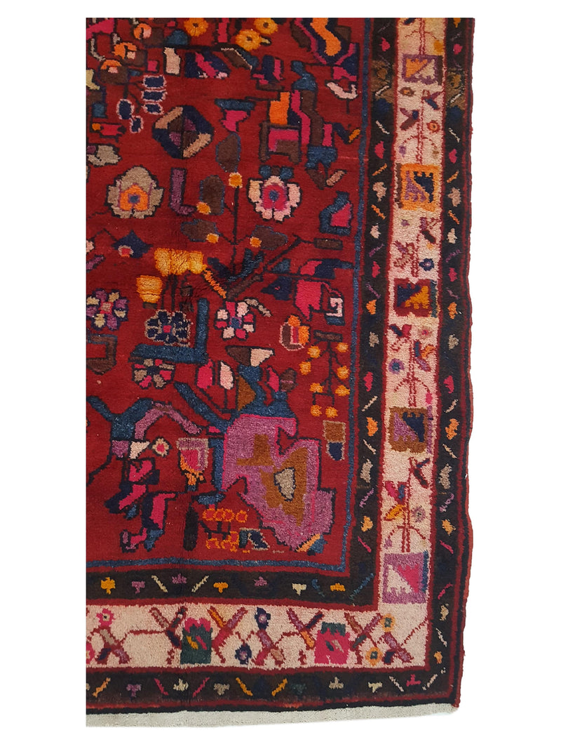 Pacific Hamadan 13734 Red Orange Traditional Hand Knotted Rug