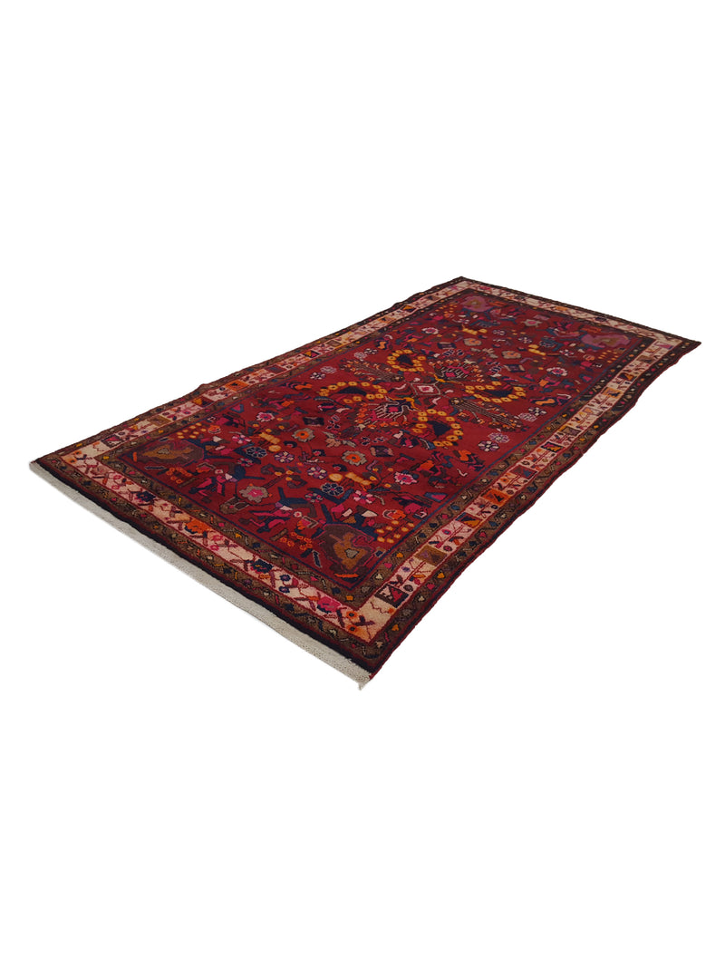 Pacific Hamadan 13734 Red Orange Traditional Hand Knotted Rug