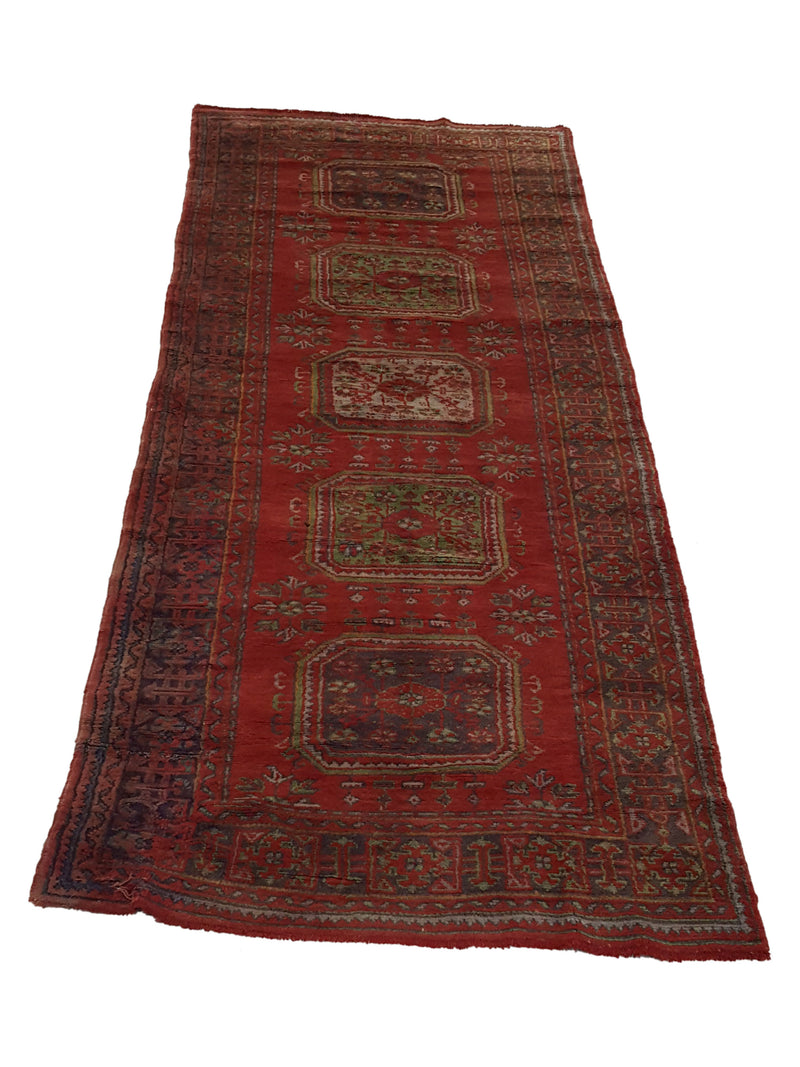 Fasa Antique Ushak 13747 Orange Charcoal Traditional Antique Rug