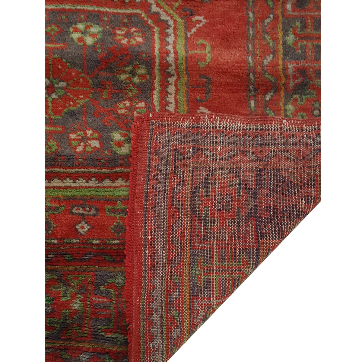 Fasa Antique Ushak 13747 Orange Charcoal Traditional Antique Rug