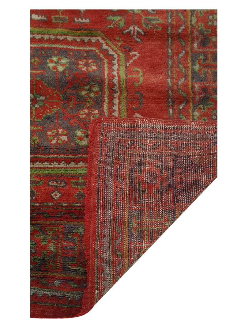 Fasa Antique Ushak 13747 Orange Charcoal Traditional Antique Rug
