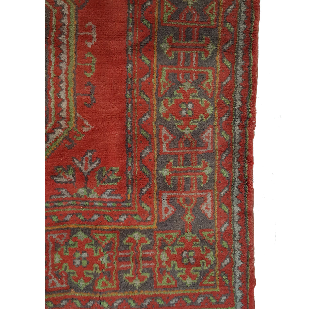 Fasa Antique Ushak 13747 Orange Charcoal Traditional Antique Rug