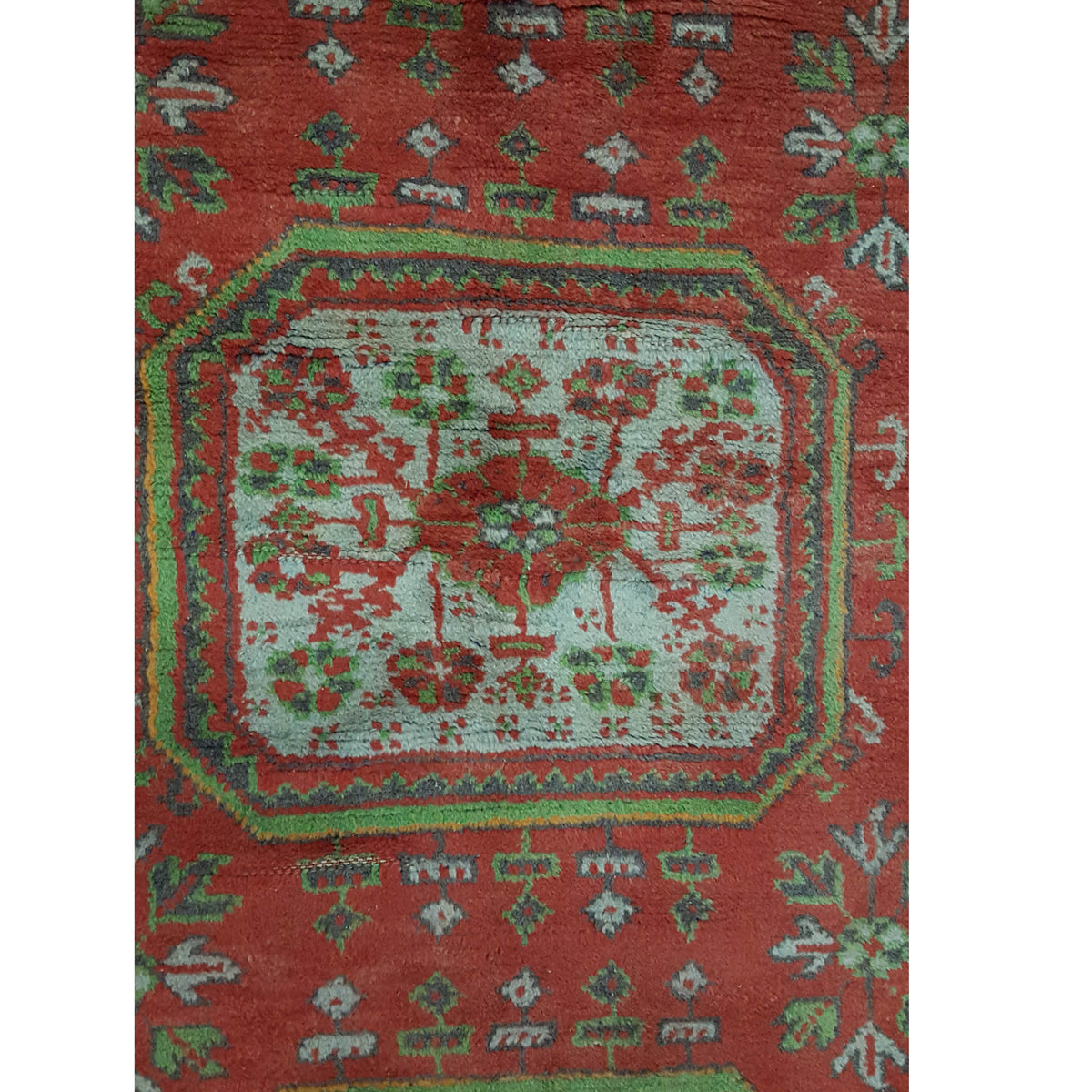 Fasa Antique Ushak 13747 Orange Charcoal Traditional Antique Rug