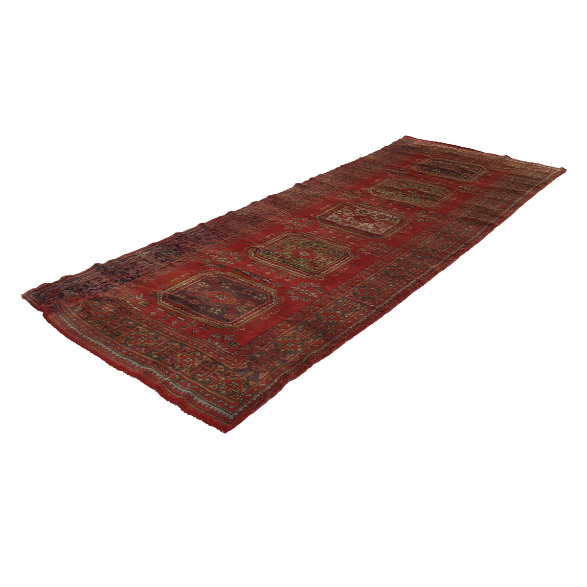 Fasa Antique Ushak 13747 Orange Charcoal Traditional Antique Rug