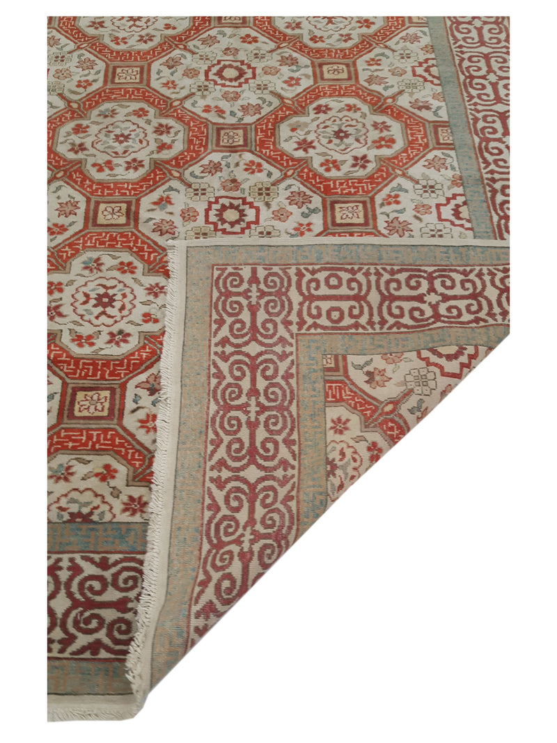 Pacific Elvan 13750 Ivory Coral Traditional Hand Knotted Rug