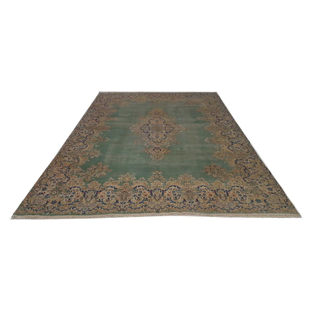 Pacific Kerman 13751 Green Ivory Traditional Hand Knotted Rug