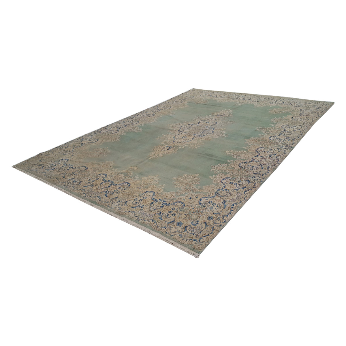 Pacific Kerman 13751 Green Ivory Traditional Hand Knotted Rug