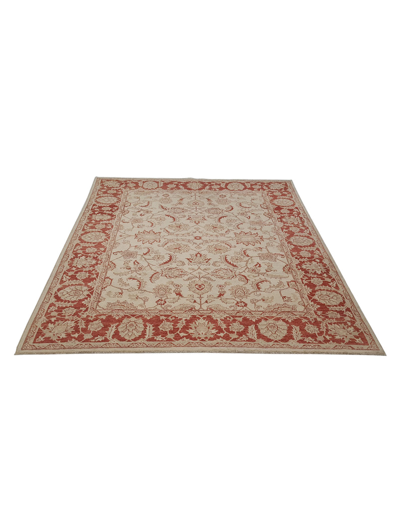 Pacific Ziegler 13796 Beige Burgundy Transitional Hand Knotted Rug