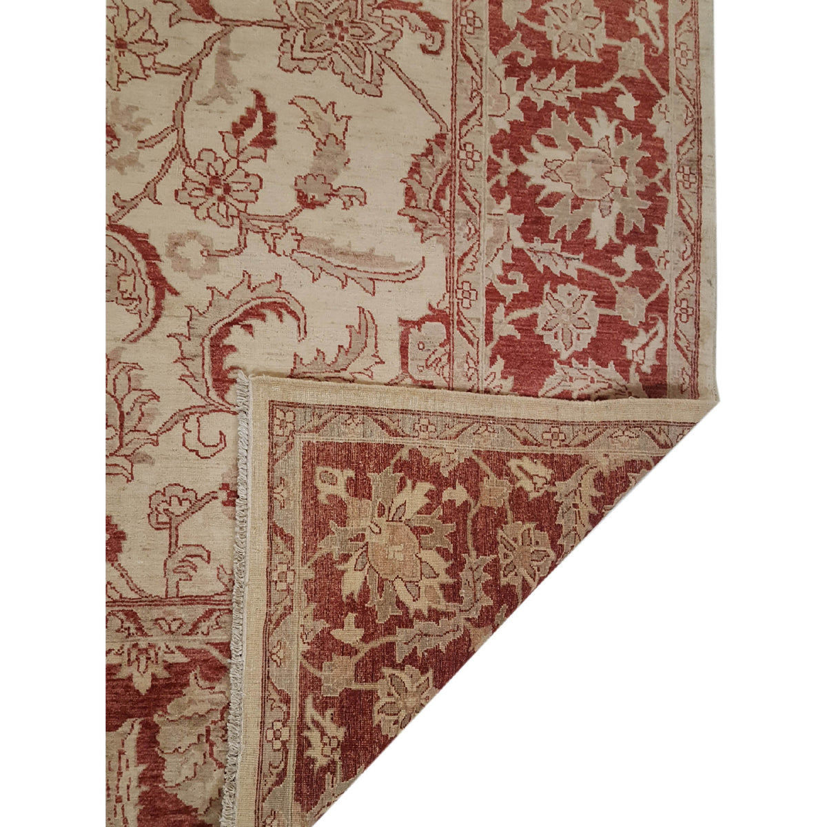 Pacific Ziegler 13796 Beige Burgundy Transitional Hand Knotted Rug