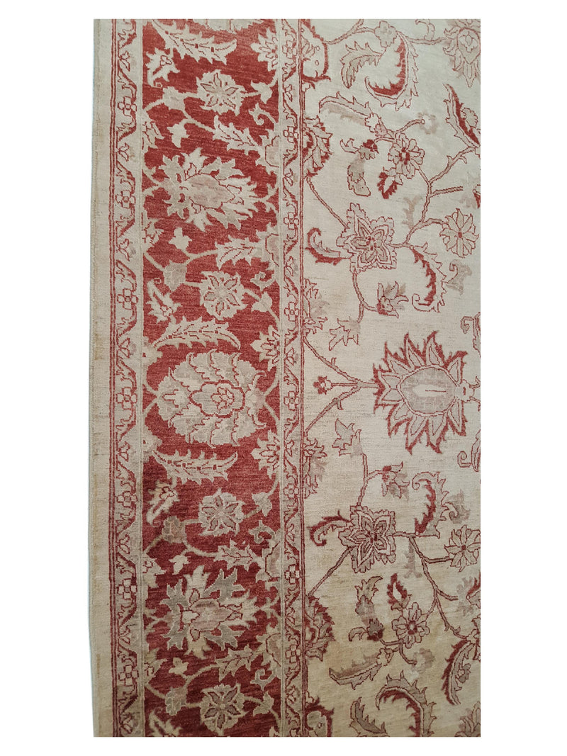 Pacific Ziegler 13796 Beige Burgundy Transitional Hand Knotted Rug