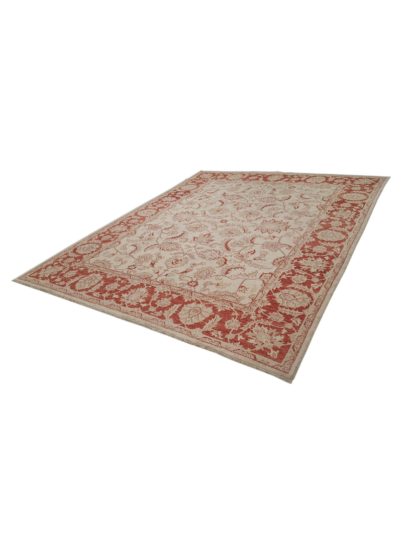 Pacific Ziegler 13796 Beige Burgundy Transitional Hand Knotted Rug