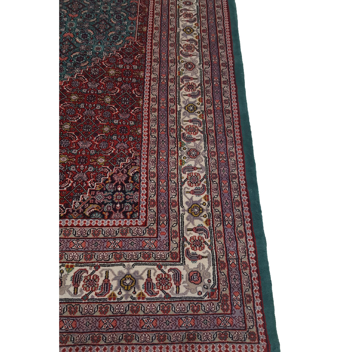 Pacific Mahi Bijar 13832 Green Red Traditional Hand Knotted Rug