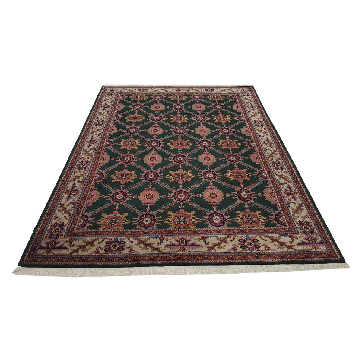 Pacific Turkestan 13854 Green Ivory Traditional Hand Knotted Rug